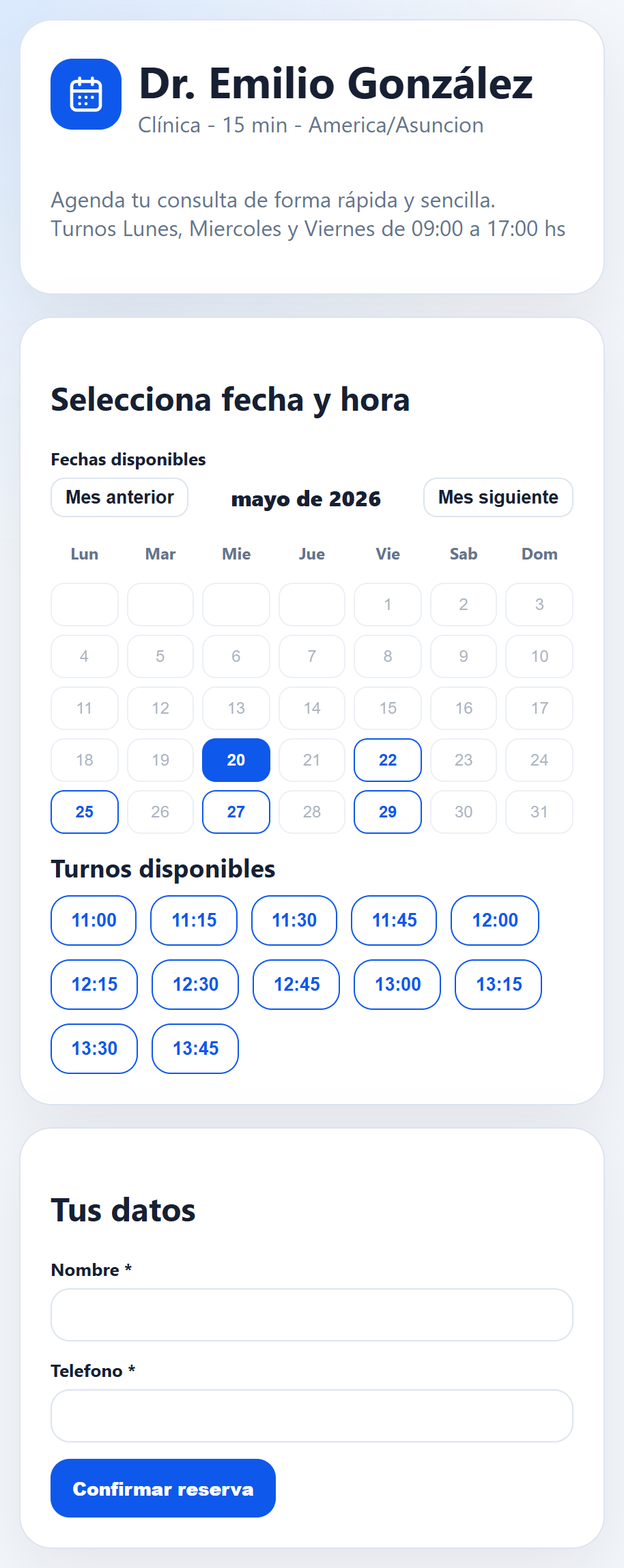 Vista de calendario en WhatsApp